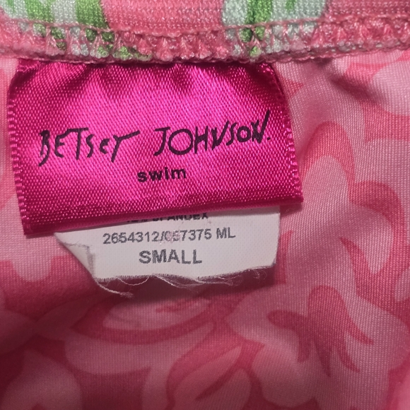 Betsey Johnson Pink Floral Bikini Bottom Swim Skirt Small Elastic - Picture 9 of 10